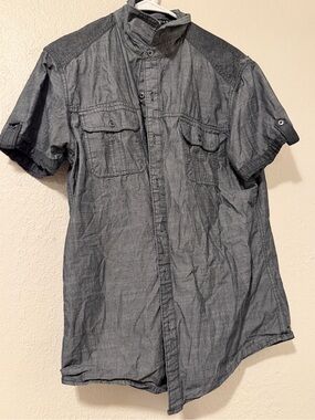 Rock & Republic Short-Sleeve Button-Down Shirt in Charcoal